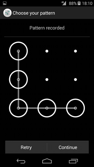 Draw an unlock pattern and select Continue