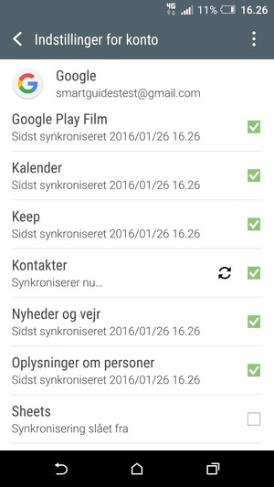 Dine kontakter fra Google vil nu blive synkroniseret til din smartphone.