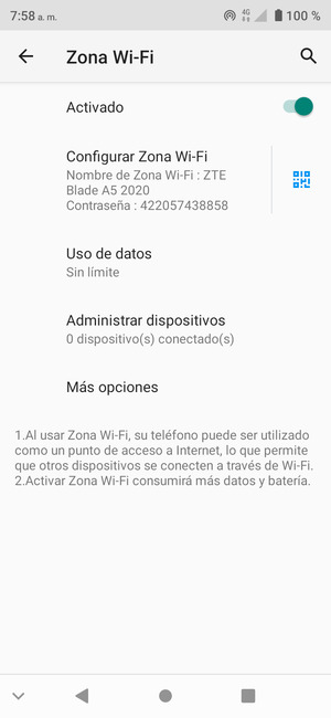 El teléfono ha sido configurado para su uso como módem