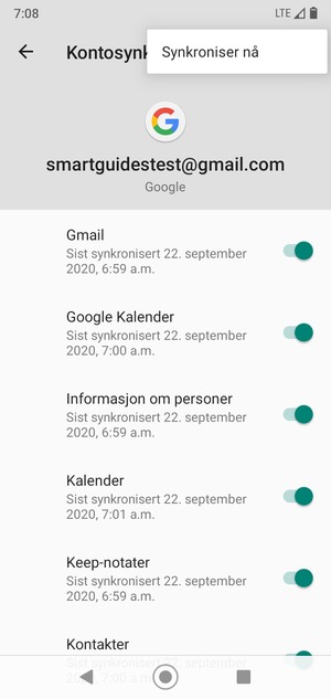 Velg Synkroniser nå