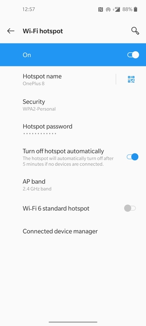 Your phone is now set up for use as a modem