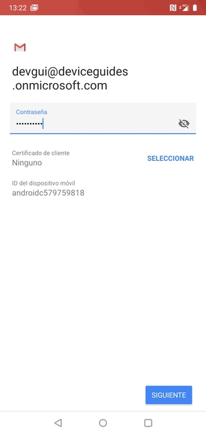 Introduzca su contraseña y seleccione SIGUIENTE