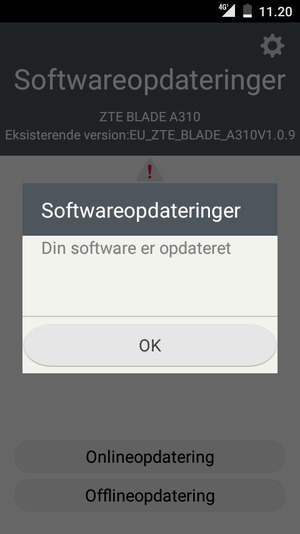 Hvis din telefon er opdateret, vælg OK