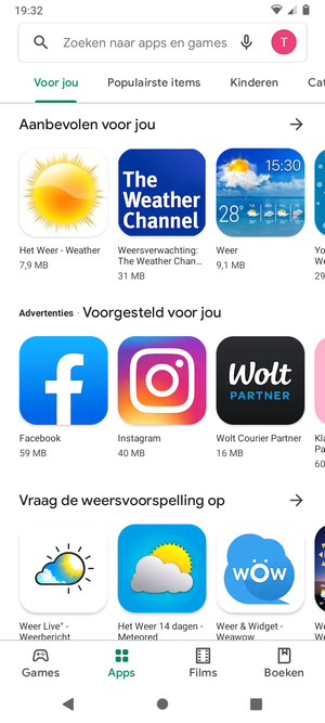 Selecteer de zoekbalk