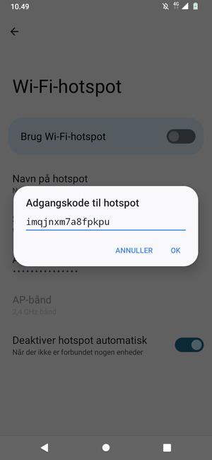 Indtast en Wi-Fi-hotspot adgangskode på minimum 8 tegn og vælg OK