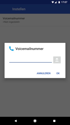 Voer het Voicemailnummer in en selecteer OK