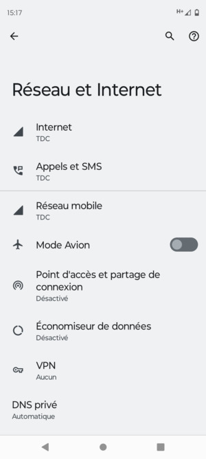 Sélectionnez Réseau mobile