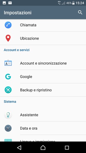 Torna al menu Impostazioni e seleziona Account e sincronizzazione
