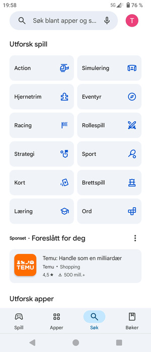 Velg søkefelt