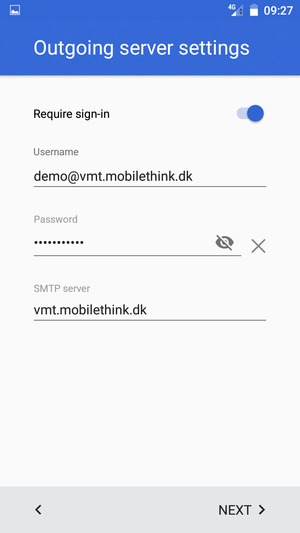 Enter Outgoing server address