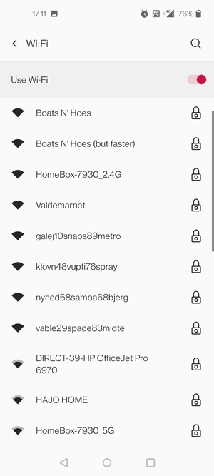 Select the wireless network you want to connect to