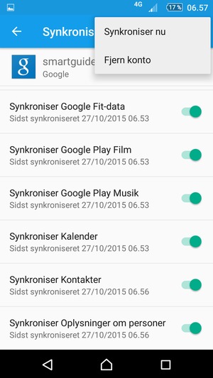 Vælg Synkroniser nu