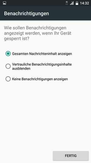 Wählen Sie die gewünschte Option und wählen Sie FERTIG