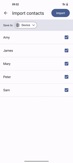 Select the v button