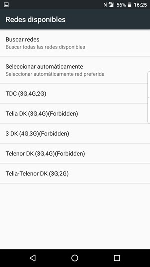 Seleccione un operador de red de la lista