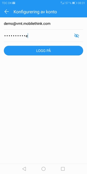 Skriv inn e-postadresse og passord. Velg LOGG PÅ