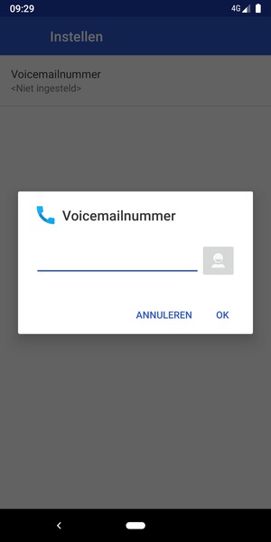 Voer het Voicemailnummer in en selecteer OK