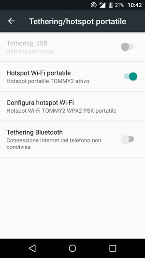 Il telefono è ora pronto per essere usato come modem