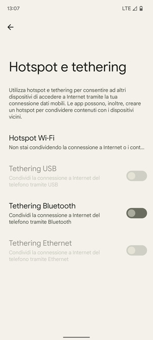 Seleziona Hotspot Wi-Fi