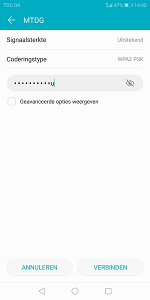 Voer het WiFi-wachtwoord in en selecteer VERBINDEN