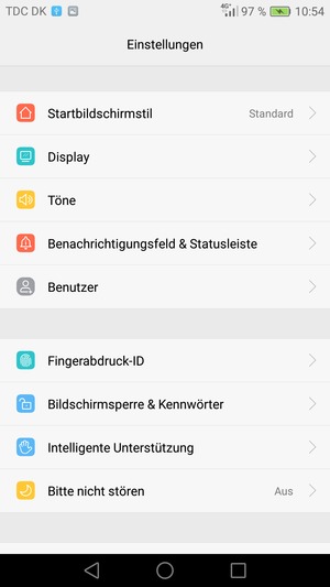 Um Ihre Bildschirmsperre zu aktivieren, gehen Sie zum Einstellungen Menü und wählen Sie  Bildschirmsperre & Kennwörter