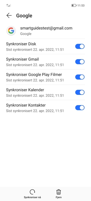 Velg Synkroniser nå