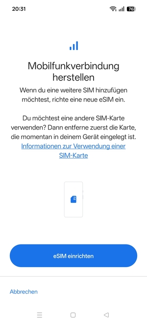 Wählen Sie eSIM einrichten