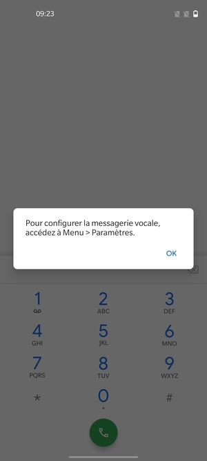 Si votre messagerie vocale n'est pas configurée, sélectionnez OK