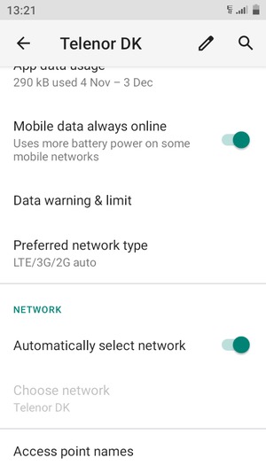 Turn off Automatically select network