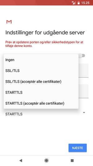 Vælg Ingen og NÆSTE