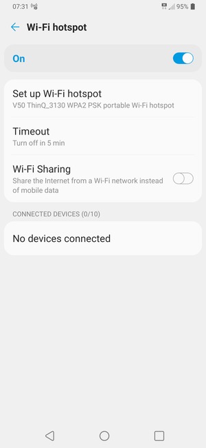 Your phone is now set up for use as a modem