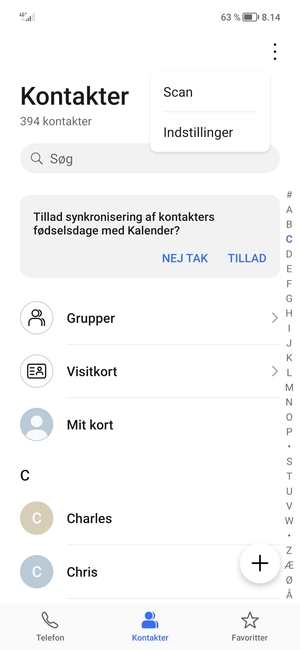 Vælg Indstillinger