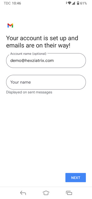 Give your account a name and enter your name. Select NEXT