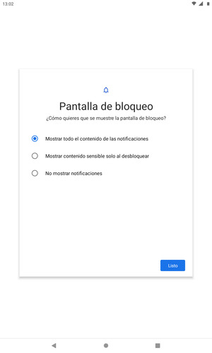 Seleccione la opciones deseada y seleccione Listo