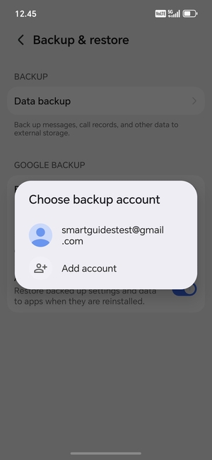 Select your backup account