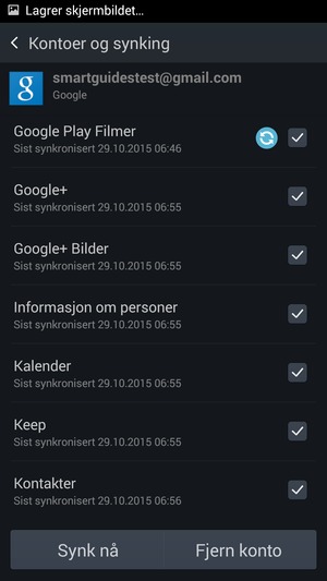 Forsikre deg om at Kontakter er valgt og velg Synk nu