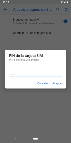 Introduzca su PIN de tarjeta SIM antiguo y seleccione Aceptar