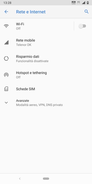Seleziona Wi-Fi