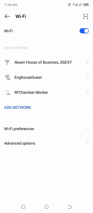 Select the wireless network you want to connect to