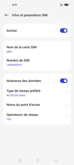Activer ou désactiver Itinérance des données