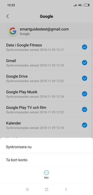 Välj Synkronisera nu