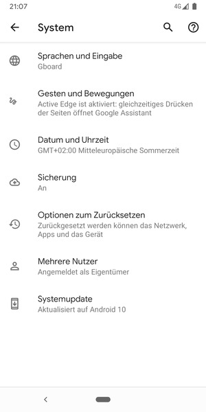 Wählen Sie Systemupdate