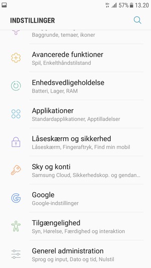 Scroll til og vælg Låseskærm og sikkerhed