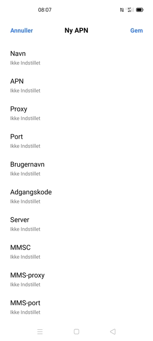 Indtast internet-oplysninger