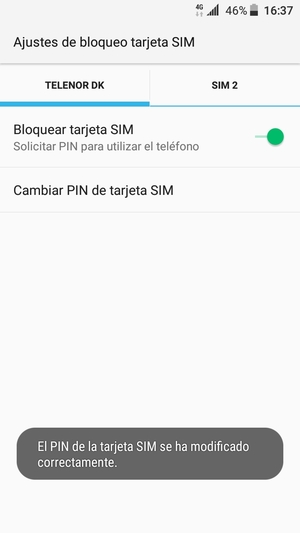 Su PIN de la tarjeta SIM ha sido cambiado