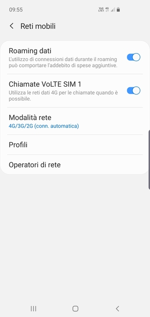 Attiva o disattiva Roaming dati