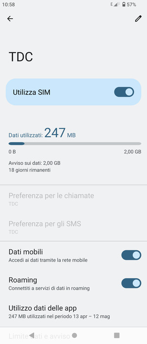 Attiva o disattiva Roaming