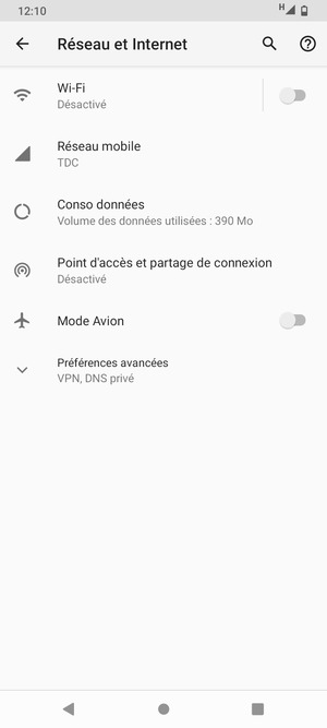 Sélectionnez Réseau mobile