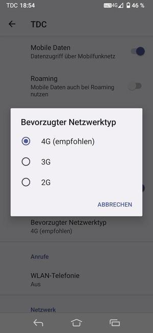Wählen Sie die gewünschte Option