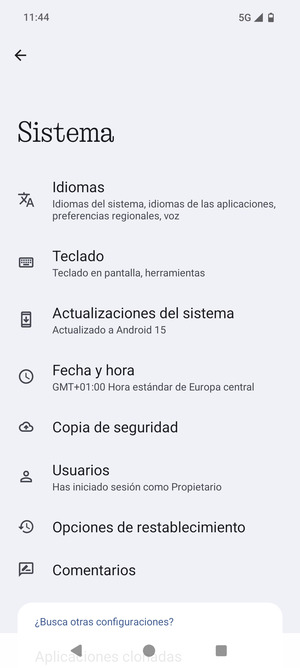 Seleccione Actualizaciónes del sistema